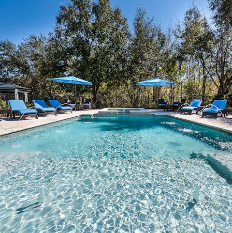 Make a splash in the sparkling swimming pool on hot days