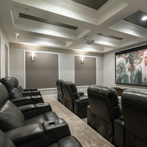 Curl up and watch your favourite blockbusters in the cinema room
