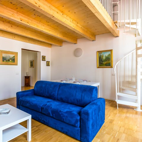 Settle down on the sofa after a day sightseeing