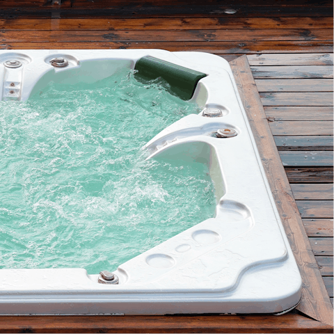 Warm up in the hot tub following a day of winter sports