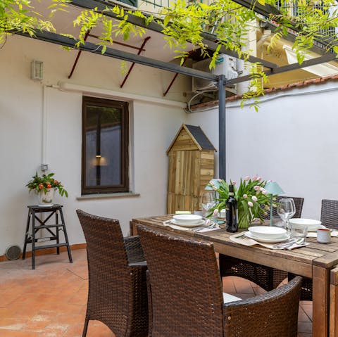 Enjoy a glass of wine on the private patio