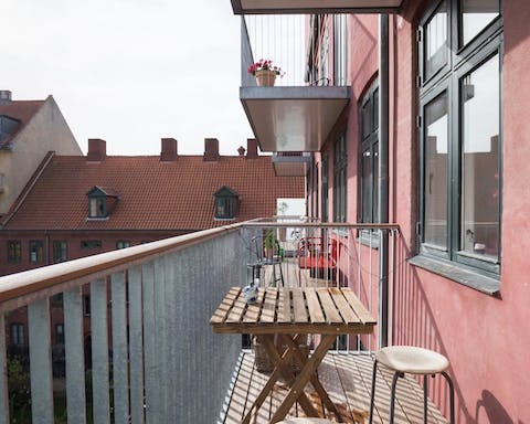 A bright balcony with courtyard views