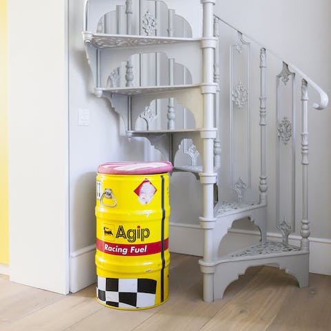 A cast iron spiral staircase