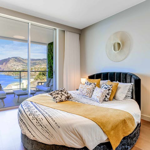 Take in the scenery from the comfort of the sumptuous round bed