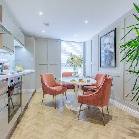 Whip up something fancy in the sleek kitchen and enjoy by the large window
