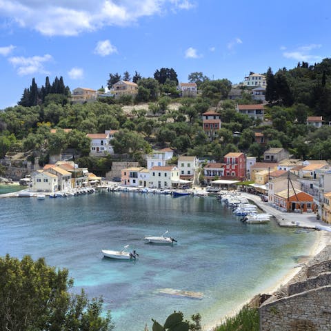 Explore the island's capital city of Gaios, a quick walk away