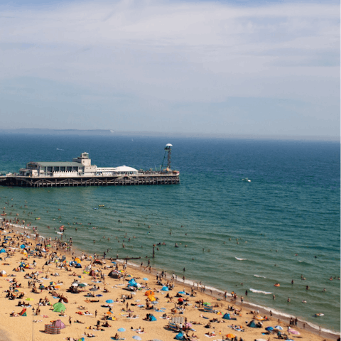 Stay a five-minute drive from Bournemouth Beach