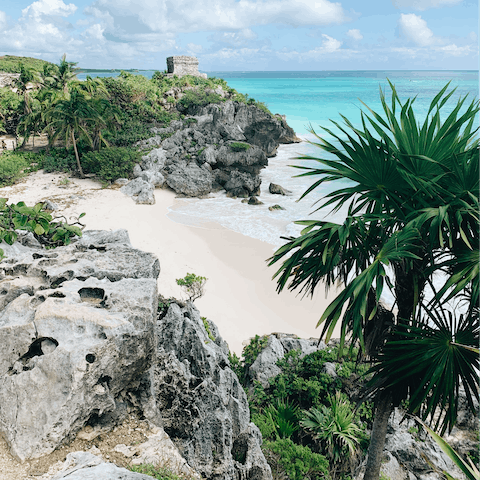 Explore further along the sandy coastline in Tulum