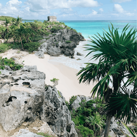 Explore further along the sandy coastline in Tulum