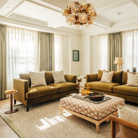 Unwind with family or friends in the elegant living space