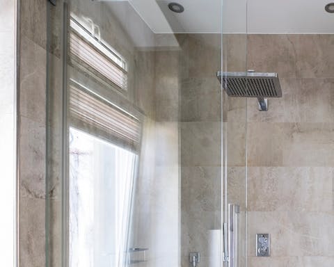 A luxurious rainfall shower