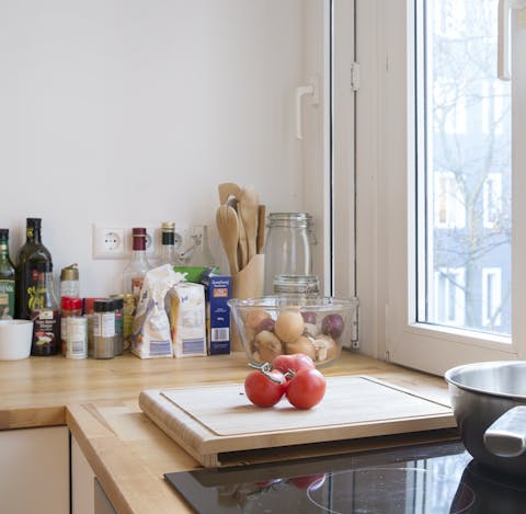 A fully equipped kitchen