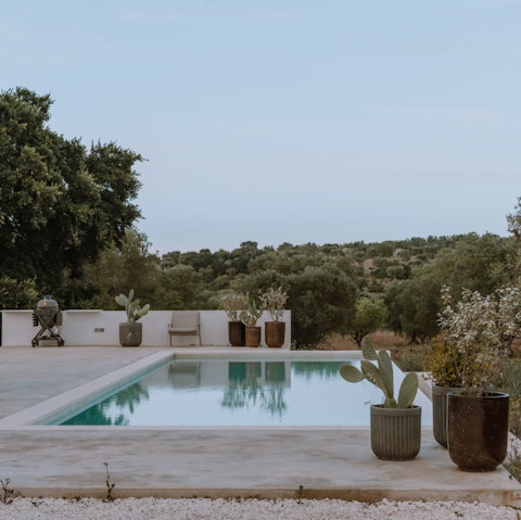 Swim in the private pool to cool off in the heat