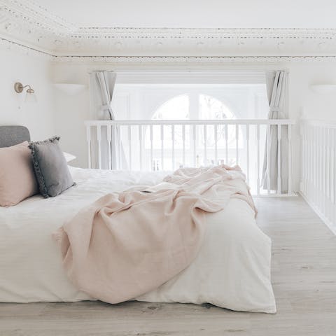 The bright mezzanine bedroom