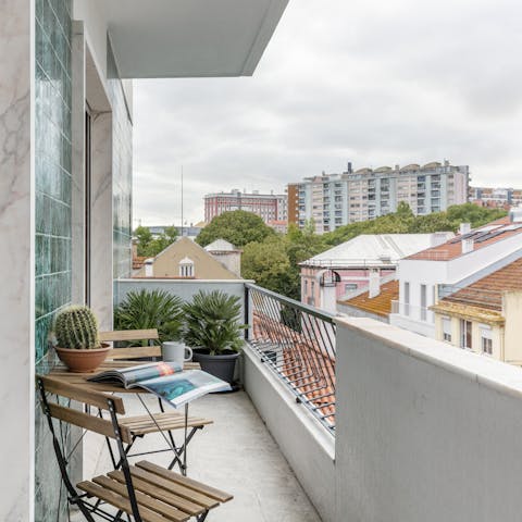 Head onto the balcony first thing in the morning with a pastry and hot coffee