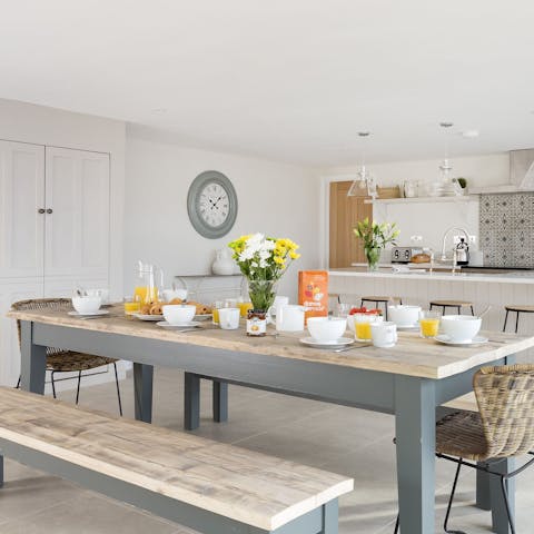 Start your day with breakfast and fresh coffee in the dining area