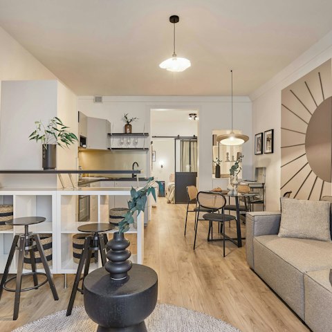 Chill out in the living space when you're not exploring Paris
