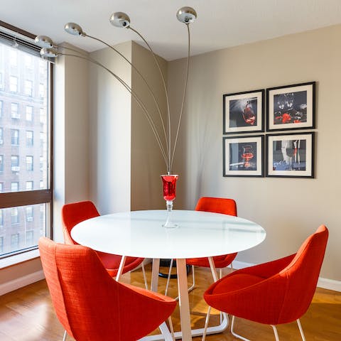 A dining space for four people