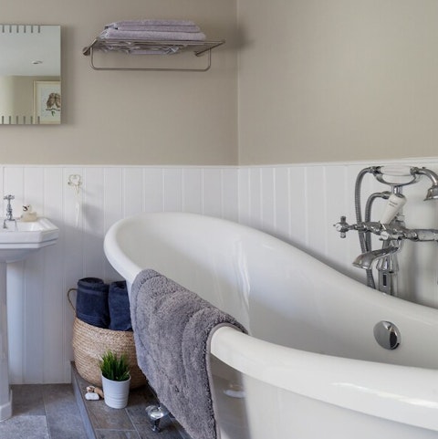 Enjoy a peaceful moment with a bubble bath