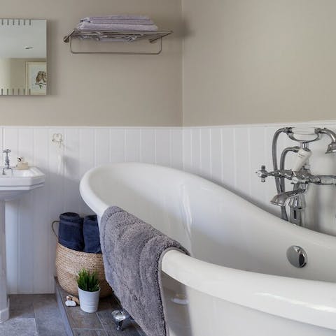 Enjoy a peaceful moment with a bubble bath