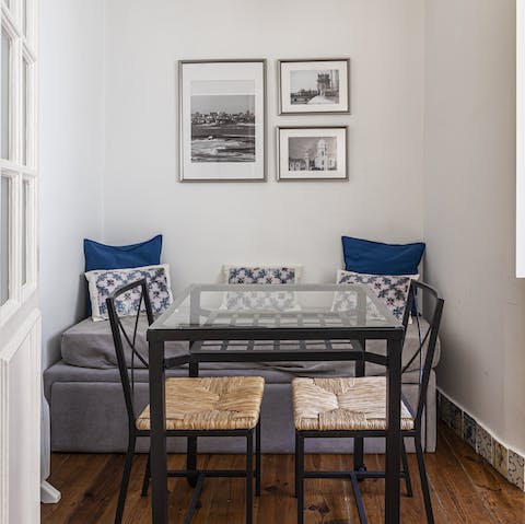 Enjoy meals at the cosy dining nook