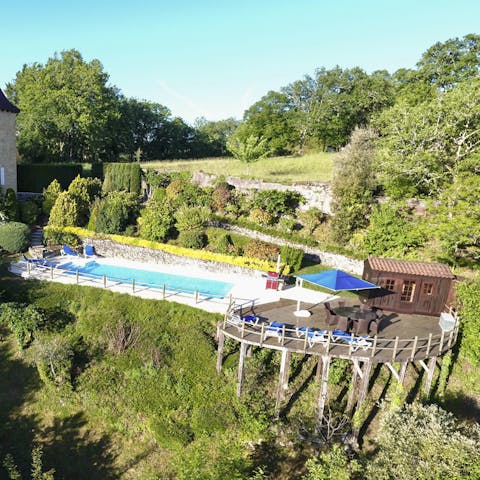 Spend the morning having brunch on your extended, hillside terrace