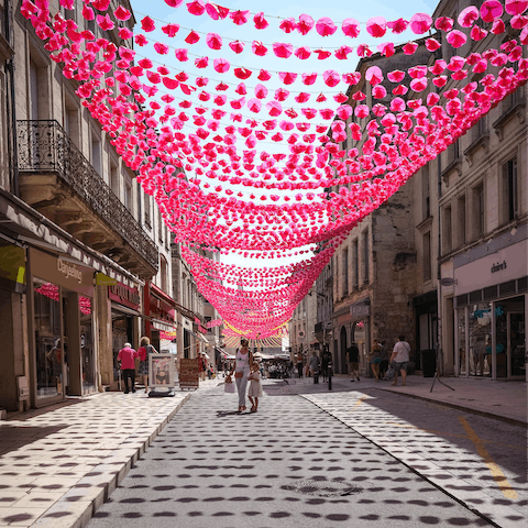 Check out the shops in Périgueux, a seventy-five-minute drive from home