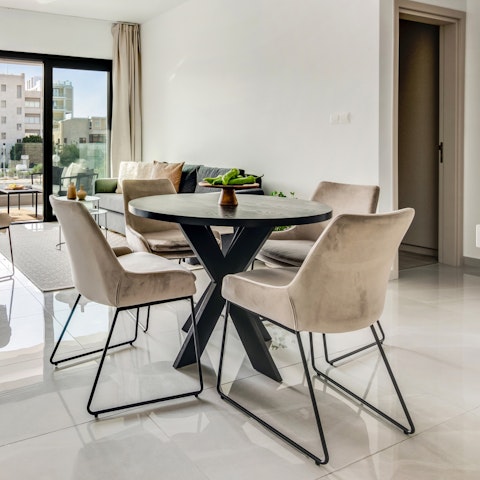 Gather around the dining table for a leisurely meal