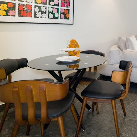 Serve up some Greek culinary delights at the dining area