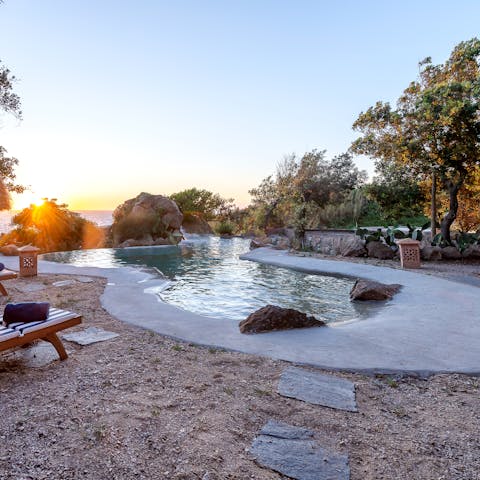 Enjoy stunning sunsets from this oasis