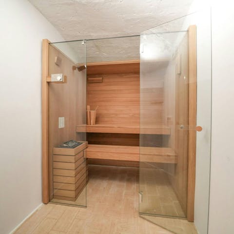 Unwind sore muscles in the sauna