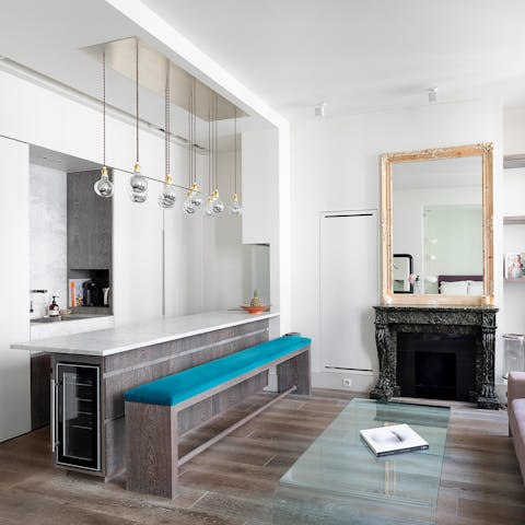 Cook up some delicious local delicacies paired with French wine in the state-of-the-art kitchen