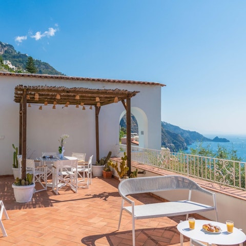 Enjoy an alfresco breakfast on the terrace each day