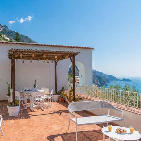 Enjoy an alfresco breakfast on the terrace each day