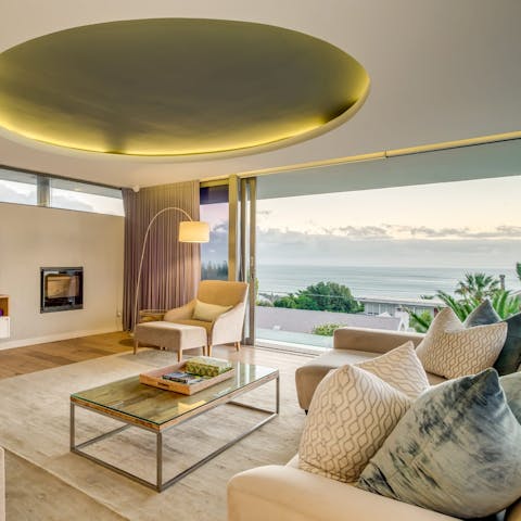 Let the outside in by sliding open the glass doors of the living room