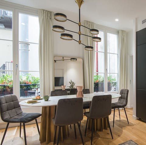 Entertain at the chic designer dining table