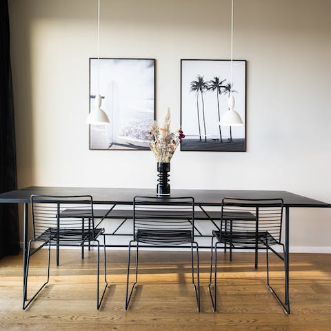 Grab a selection of Danish pastries to share around the large dining table