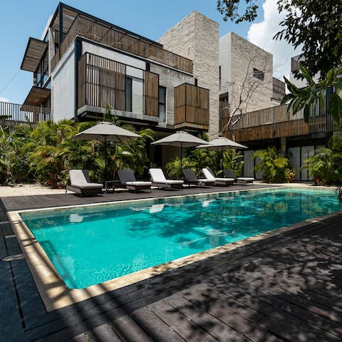 Cool off from the Mexican sunshine with a swim in the communal pool