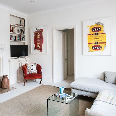 Grab a book off the shelf and curl up on the corner sofa