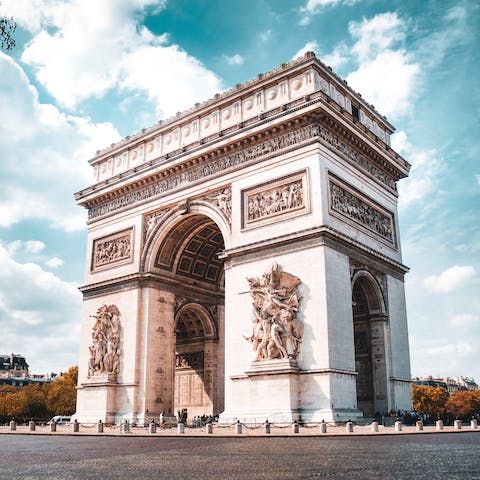 Stroll fifteen minutes through the pretty Parisian streets to the Arc de Triumphe