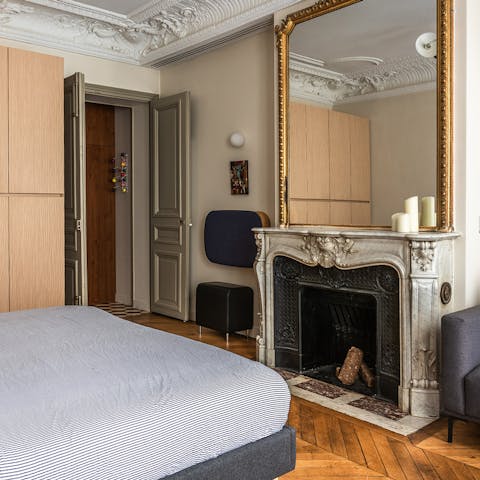 Admire the home's original features from the comfort of your bed