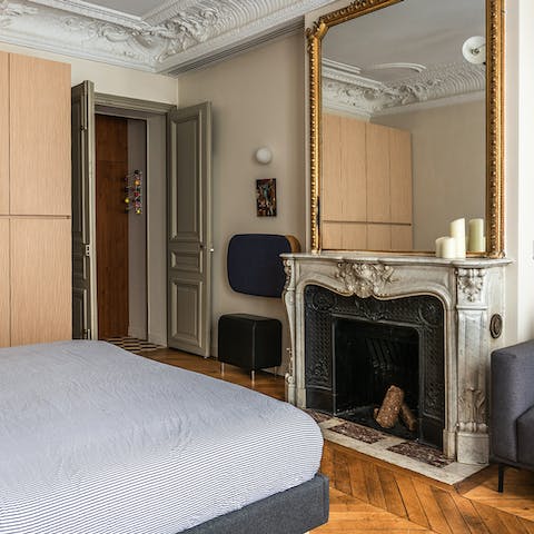 Admire the home's original features from the comfort of your bed