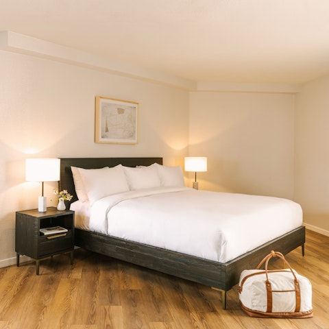 Sleep soundly in the supremely comfortable super king-size bed