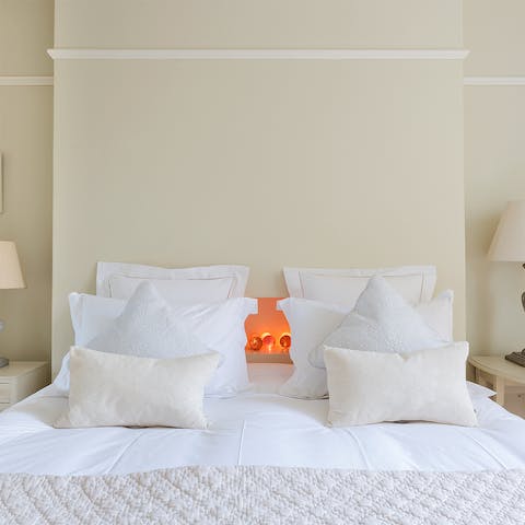 The crisp white bed linens