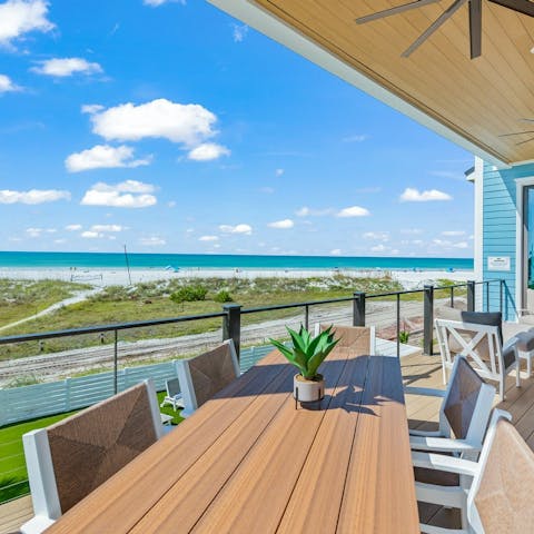 Enjoy beach views from the balcony