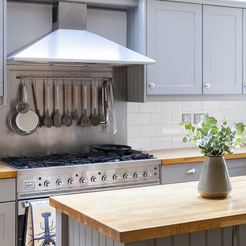 Knock up a hearty meal in the modern country-style kitchen