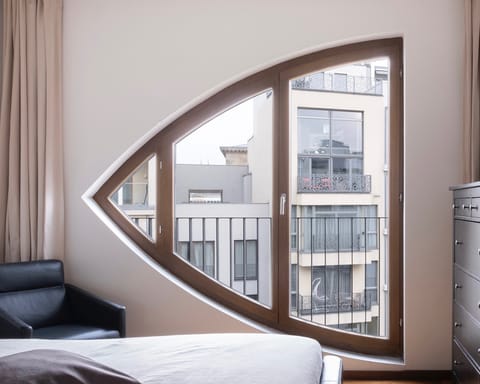 The unusually shaped windows