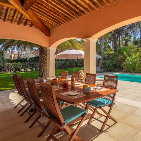 Gather for delicious evening meals on the terrace