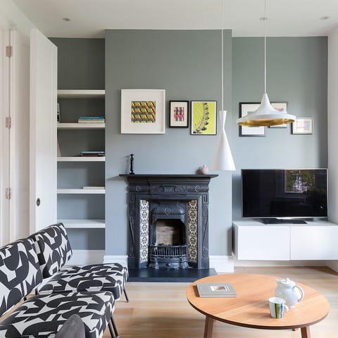 A fireplace & Gallery wall