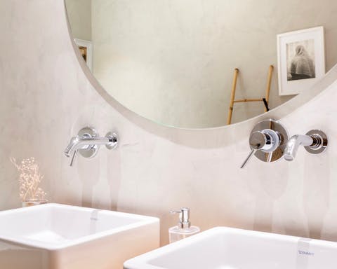 The luxurious master bathroom